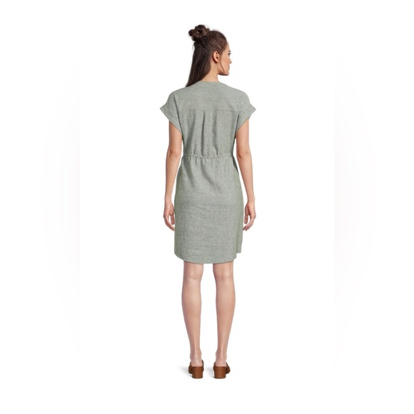 Time and Tru Gray Linen Button-Front Dress | Women’s Medium - Picture 2 of 13